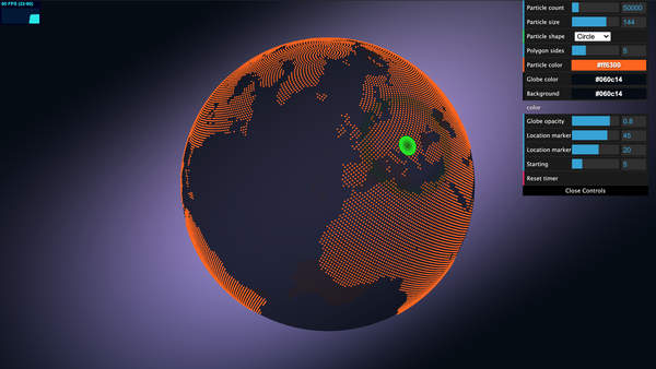 Three.js Particle Globe screenshot